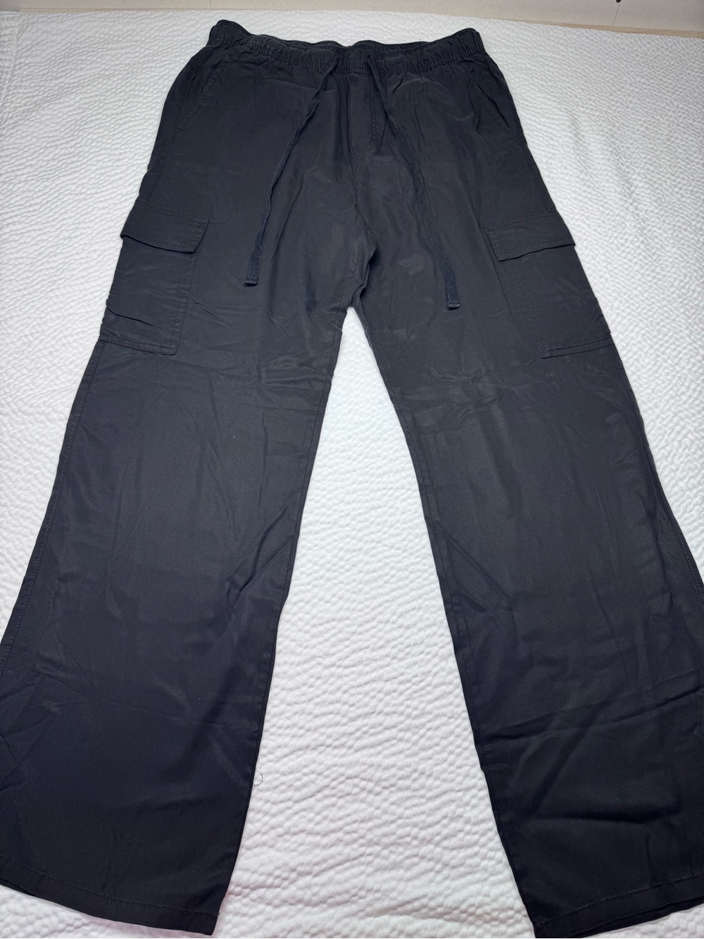 Social Standard by Sanctuary Caravan Cargo Pants XL Washed Black Wide Leg Lyocel